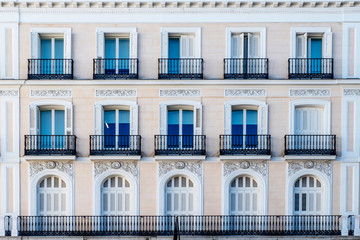 decorated and classical facade in Madrid city