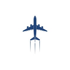Plane silhouette on a white background, Airplane logo or icon