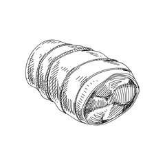 Beautiful vector hand drawn meat products Illustration.