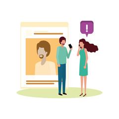 couple with social network profile avatar character