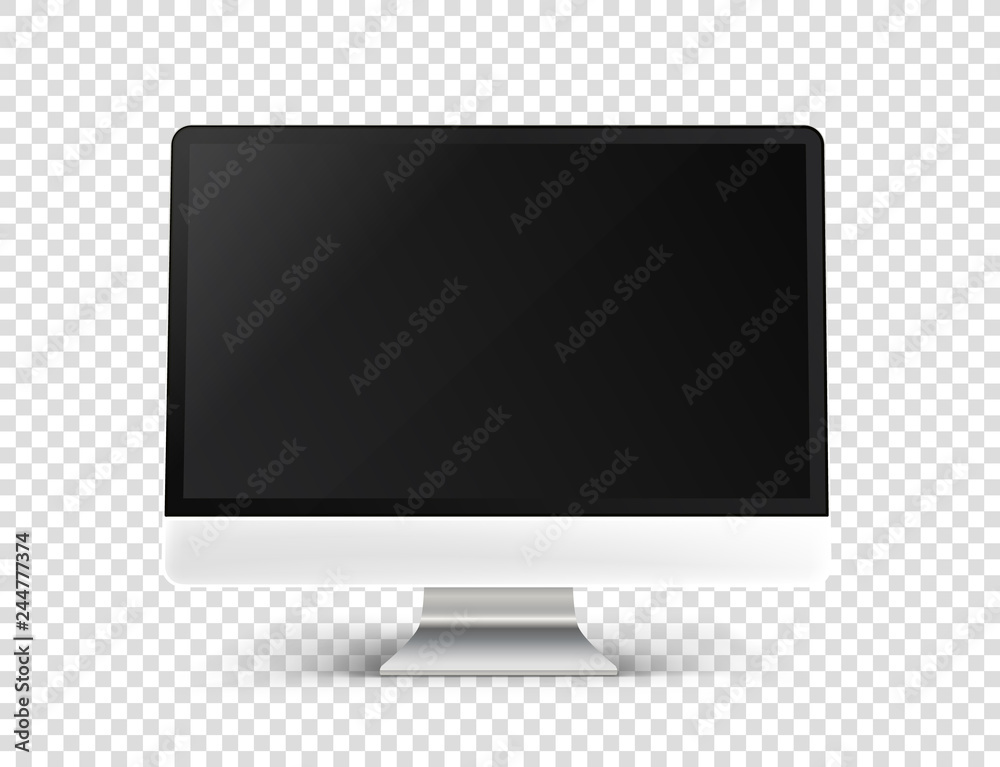 Poster Modern personal computer on transparent background. Vector mockup