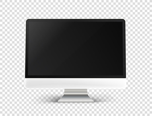 Modern personal computer on transparent background. Vector mockup
