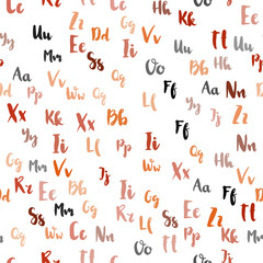 Light Red vector seamless background with signs of alphabet.
