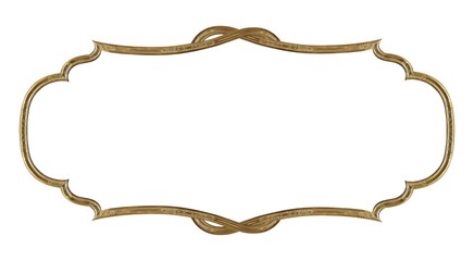 Panoramic golden frame for paintings, mirrors or photo isolated on white background