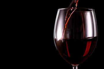 Wine glass on black background