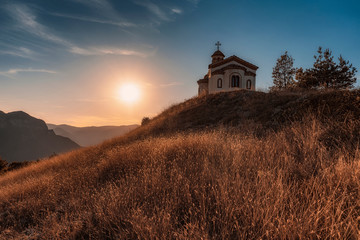 Naklejka na ściany i meble small chapel in the mountain, Bulgaria