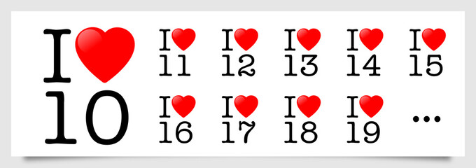 I love 10, 11, 12, 13, 14, 15, 16, 17, 18, 19, 
