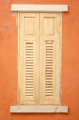 Wood windows in background color oange
