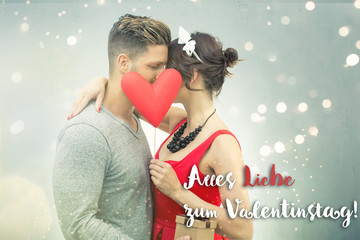 Alles Liebe Zum Valentinstag Pärchen mit Herz und Schrift Postkarte 