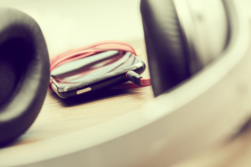headphones and smartphone