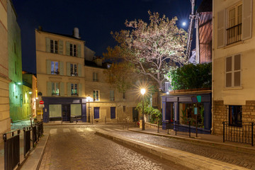 Paris. Old street on the Montmartre hill.