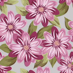 Floral Pattern. Wedding Print, Retro Flowers Background, Rustic Design. Floral Seamless Pattern in Pastel Colors. Feminine Floral Fashion Illustration.Vector. Eps10.