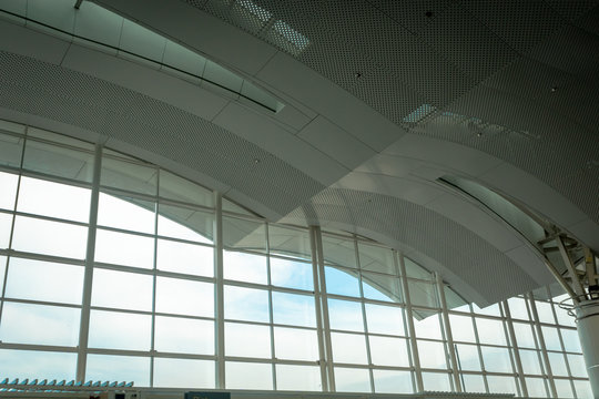 Airport window in departure terminal  
 - for design use