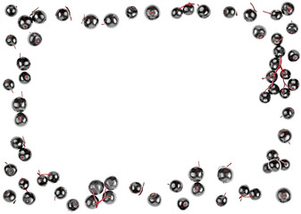 Fresh black elderberry fruit isolated on white background, top view.