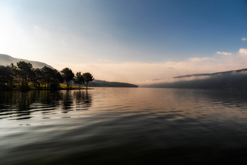 summer sunset over lake
