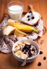 Overnight  banana Oats in to the bowl.