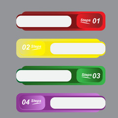 Fototapeta premium Infographics with on 4 positions/The figure is infographic of purple, green, yellow, black color, with icons, numbers. Infographics for the project, presentation, business. 