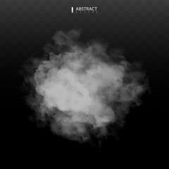 Fog or smoke isolated transparent special effect. Happy Halloween. Halloween composition. White vector cloudiness, mist or smog background. Vector illustration