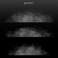 Fog or smoke isolated transparent special effect. Happy Halloween. Halloween composition. White vector cloudiness, mist or smog background. Vector illustration