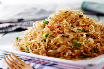 Delicious Chinese food, fried rice noodles

