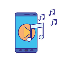 Fototapeta na wymiar screen smartphone with play music isolated icon