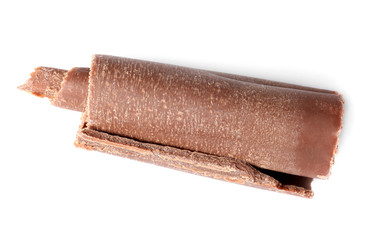 Curl of tasty chocolate on white background