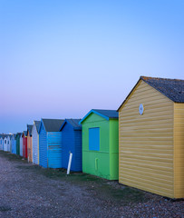 Naklejka premium Beach huts in Hastings beach