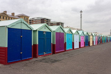 Fototapeta na wymiar Beach huts on Brighton beach