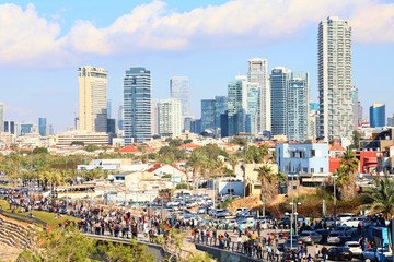 Fototapeta na wymiar Tel Fviv city, view from the embankment of the city of Jaffa.