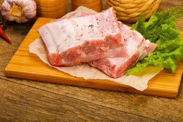 Raw pork ribs