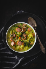 stew with fresh vegetables and sausages