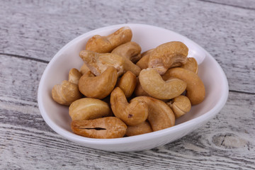 Cashew nuts heap in the bowl