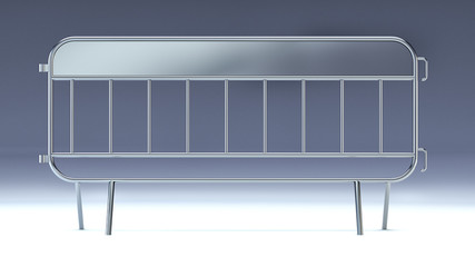 crowd barrier, fan divider, temporary metal security barrier mockup, 3d render isolated