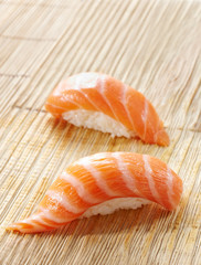 Delicious Japanese food, salmon sushi
