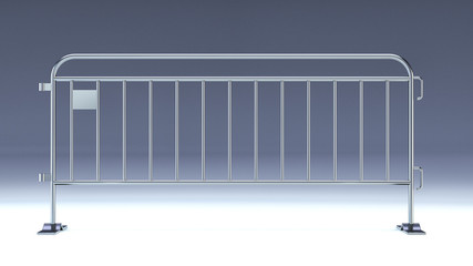 crowd barrier, fan divider, temporary metal security barrier mockup, 3d render isolated