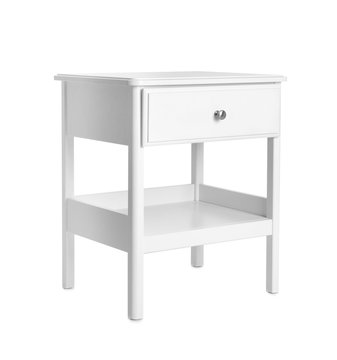 Elegant small cabinet on white background. Furniture for wardrobe room