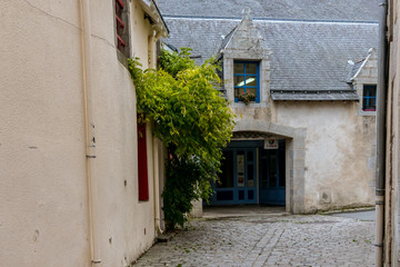 Fototapeta na wymiar Beautiful cobblestone streets of the city of Guerande in French Brittany