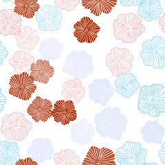 Light Blue, Red vector seamless natural artwork with flowers.