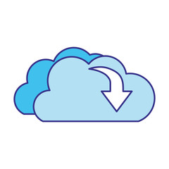 download cloud with objects isolated icon