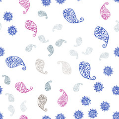 Dark Multicolor vector seamless elegant pattern with leaves and flowers.