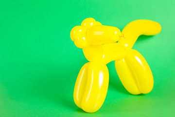 Animal figure made of modelling balloon on color background. Space for text