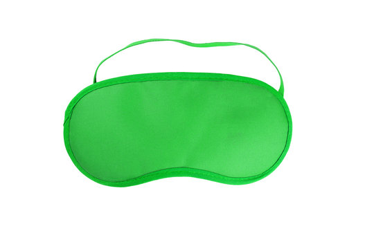 Green Sleeping Eye Mask, Isolated On White Background.