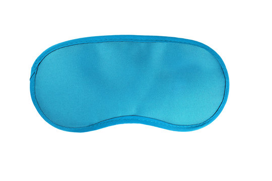 Blue Sleeping Eye Mask, Isolated On White Background.