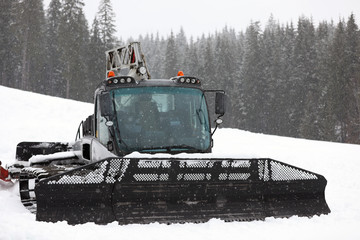 New modern snow plow at mountain resort