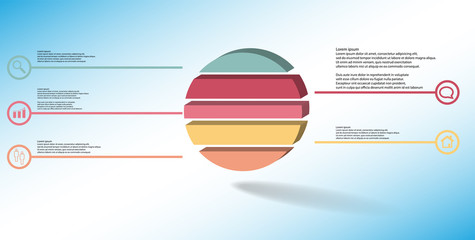 3D illustration infographic template with embossed ring divided to five parts