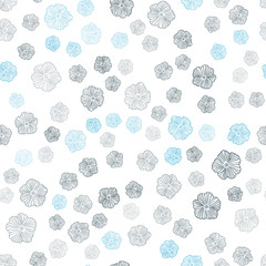 Dark BLUE vector seamless natural pattern with flowers.