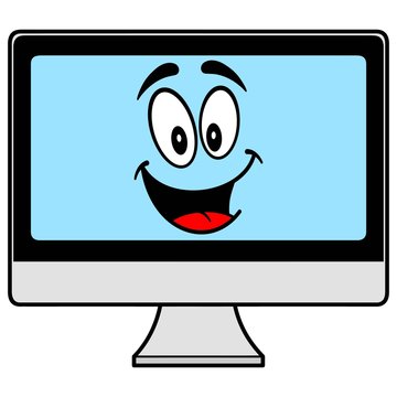 Computer Monitor Cartoon - A vector cartoon illustration of a Computer Monitor mascot.
