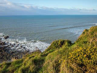 Fototapeta na wymiar scenic views from the beautiful coast path near Westward Ho! in North Devon , England