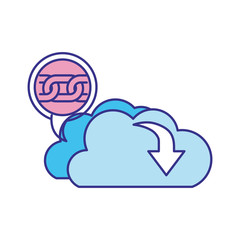 download cloud with objects isolated icon