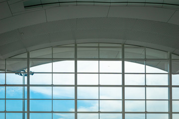 Airport window in departure terminal  
 - for design use